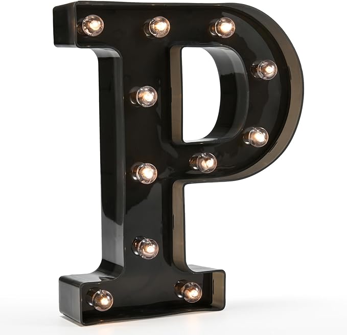 Light Up Black Alphabet Marquee Letters Sign LED Marquee Number Lights Sign for Night Light Home Bar Christmas Lamp Birthday Party Wedding Decoration P - LeafyLoom