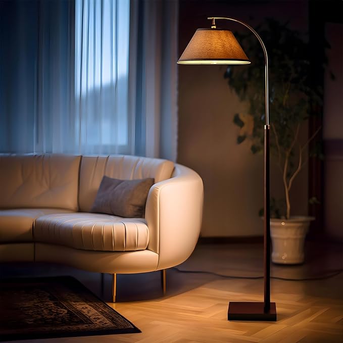 63" Gold Floor Lamp for Living Rooms Tall Arc Standing Lamps for Bedrooms Tall Lamps with Foot Switch for Bedroom - LeafyLoom