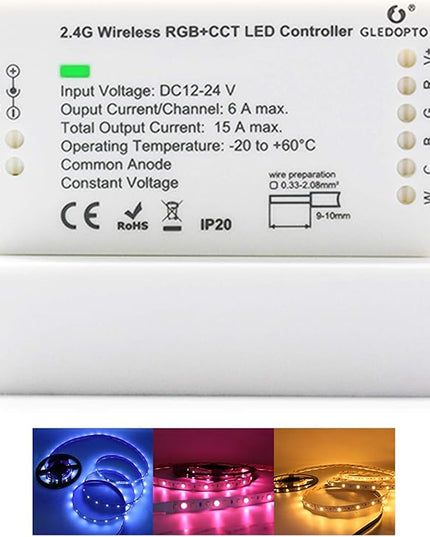 ZigBee 3.0 LED Strip Controller RGB+CCT Mix Dimmable Compatible with SmartThings Amazon Echo Plus App/Voice Control for RGB Warm White Cold White LED Strip Light (Require ZigBee Hub) GLEDOPTO