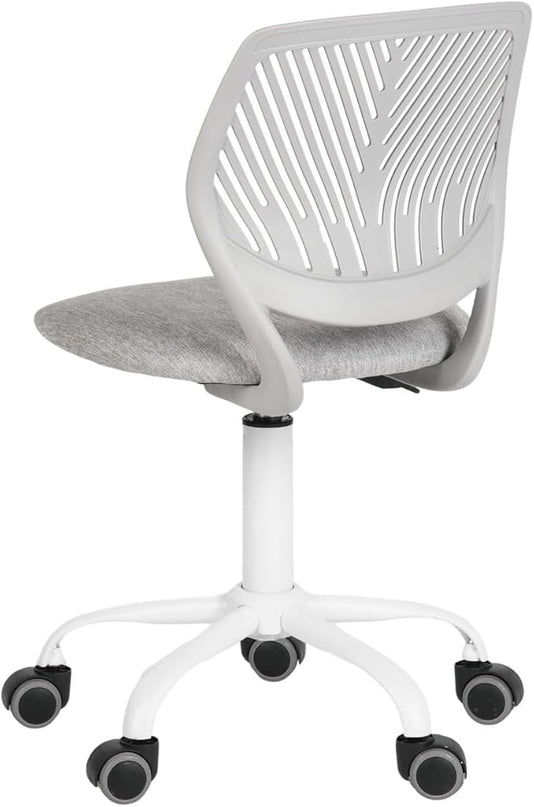 FurnitureR Writing Task Chair for Teens Boys Girls 360 Rolling Wheels Fabric Soft Pad Seat Breathable Backrest, Height Adjustable Liftup 29.5"-34.3", Morandi Grey - LeafyLoom