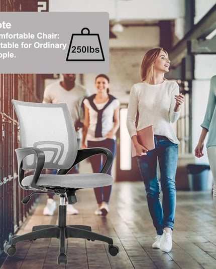 Office Chair Desk Chair Computer Chair Ergonomic Executive Swivel Rolling Chair with Lumbar Support Arms Adjustable Task Chair for Women Adults, Grey - LeafyLoom