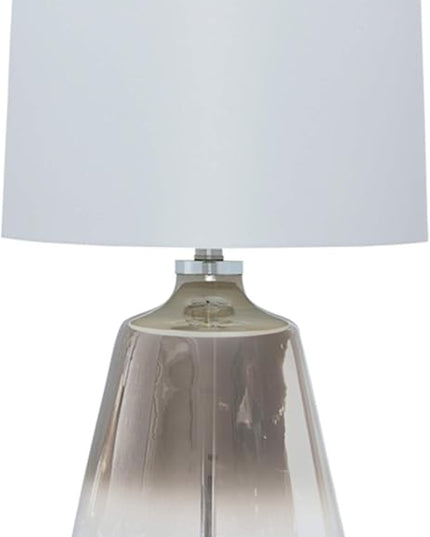 Signature Design by Ashley Jaslyn Ombre 28" Glass Table Lamp with White Shade, Silver Finish - LeafyLoom