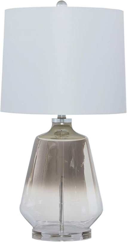 Signature Design by Ashley Jaslyn Ombre 28" Glass Table Lamp with White Shade, Silver Finish - LeafyLoom