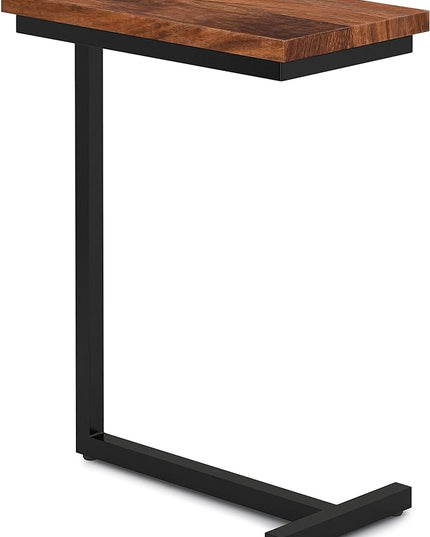 SIMPLIHOME Gowen SOLID MANGO WOOD and Metal 18 inch Wide Rectangle C End Table in Dark Cognac Brown, Fully Assembled, for the Living Room and Bedroom - LeafyLoom