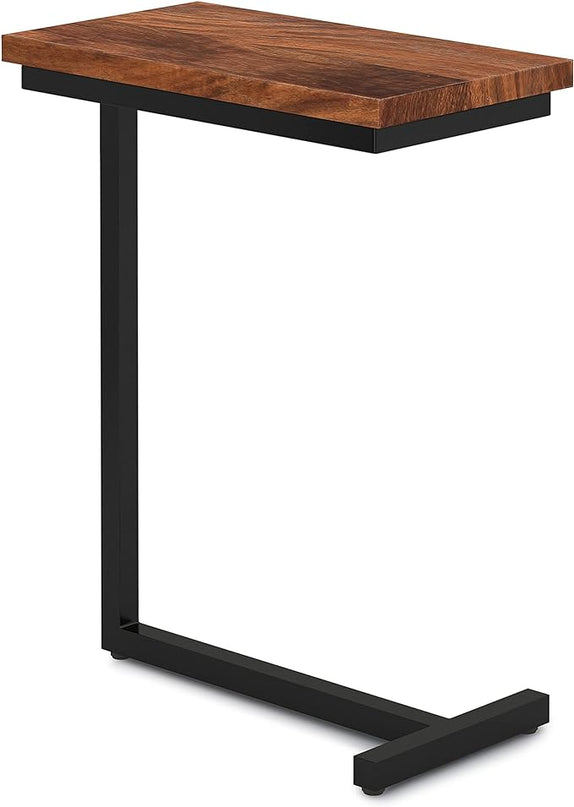 SIMPLIHOME Gowen SOLID MANGO WOOD and Metal 18 inch Wide Rectangle C End Table in Dark Cognac Brown, Fully Assembled, for the Living Room and Bedroom - LeafyLoom