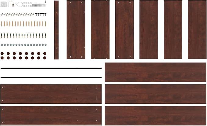 STARY 5 Shelf Cherry Bookcase 60 inch Tall Wood Bookshelf for Bedroom - LeafyLoom