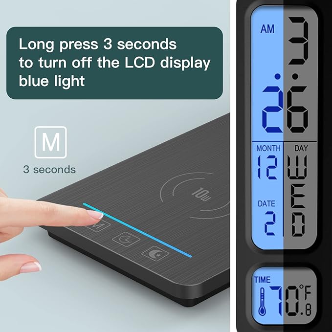 LED Desk Lamp with Wireless Charger, USB Charging Port, Sliding Dimmable Auto Timer Table Lamp with Night Light, Desk Lights with Clock for Study Reading Home Office - LeafyLoom