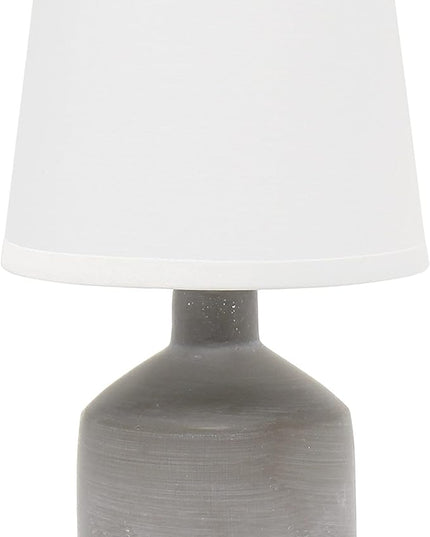 Simple Designs LT2080-GRY Mini Bocksbeutal Concrete Table Desk Lamp with Tapered Drum Fabric White Shade, Gray (Pack of 12) - LeafyLoom