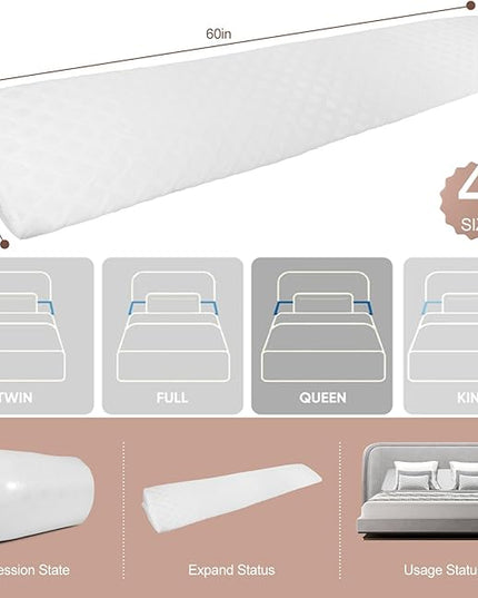 Queen Size(Arched White10 x6 x60) Bed Wedge Pillow,Bed Wedge Pillow for Headboard,Bed Gap Filler Fills The Gap Between The Mattress and The Headboard/Wall (0-7 inches) (Queen) - LeafyLoom