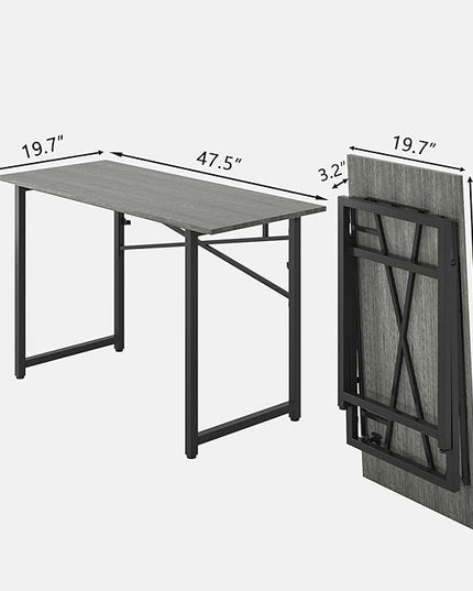 47 Inch Foldable Computer Desk, Folding Space-Saving Home Office Table, Study Writing Gaming Workstation for Small Space, No Assembly Needed,Grey Oak - LeafyLoom