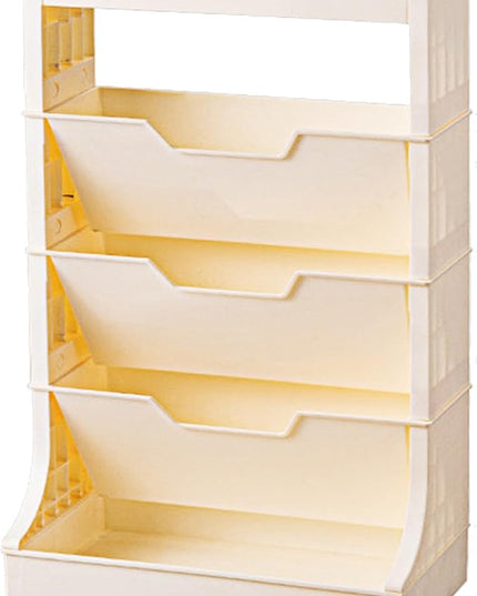 5-Tier Mobile Bookshelf, Book Storage Organization with Wheels Movable Rolling Book Cart for Study in Bedroom School Office, Light Yellow Drcoevo - LeafyLoom