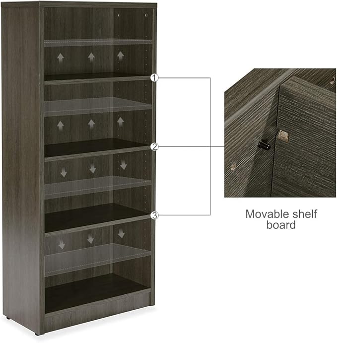 Sunon 4 Shelf Wood Bookcase Freestanding Display Shelf Adjustable Layers Bookshelf for Home Office Library Small Narrow Space (Grey, 4-Layers) - LeafyLoom
