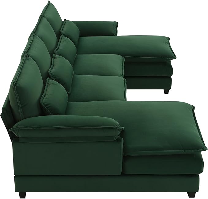 Symmetrical Modular Sectional Sofa with Chaise Lounge, 6 Seater Velvet Upholstered Cloud Couch, U Shaped Oversized Sleeper Sofa&Couches with Thicked Cushion & Detackable Backrest Living Room - LeafyLoom