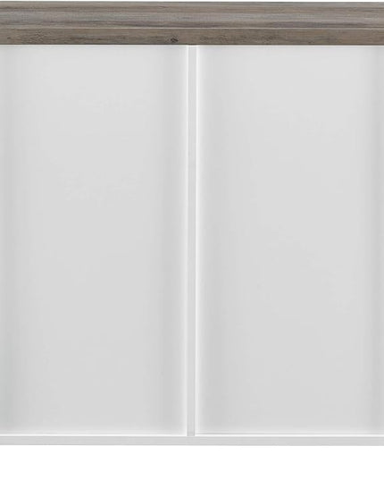 Walker Edison Willa Modern Farmhouse Sliding Single Slat Door Storage Console, 32 Inch, White and Grey Wash - LeafyLoom