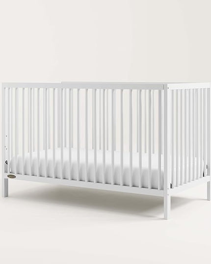 Graco Teddi 5-in-1 Convertible Crib (White) – GREENGUARD Gold Certified, Converts to Daybed, Toddler & Twin Bed with Headboard and Footboard, Adjustable Mattress Height - LeafyLoom