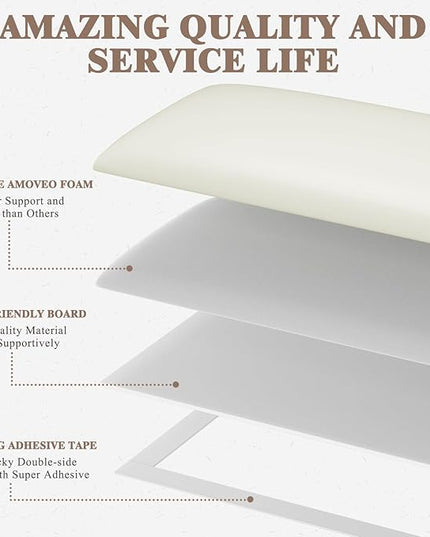 Twin Full Headboard, Wall Mounted Peel and Stick Headboard, Upholstered Leather Bed Headboard for Twin Size Bed, Floating Dorm Bedroom Tall Headboard Soundproof Wall Panels (6 Panels, 10"x24") - LeafyLoom