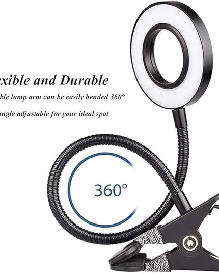 7W Clip on Light, LED Clip On Lamp, USB Reading Book Light, Bed Lamp,Desk lamp, Warm Light and White Light - LeafyLoom