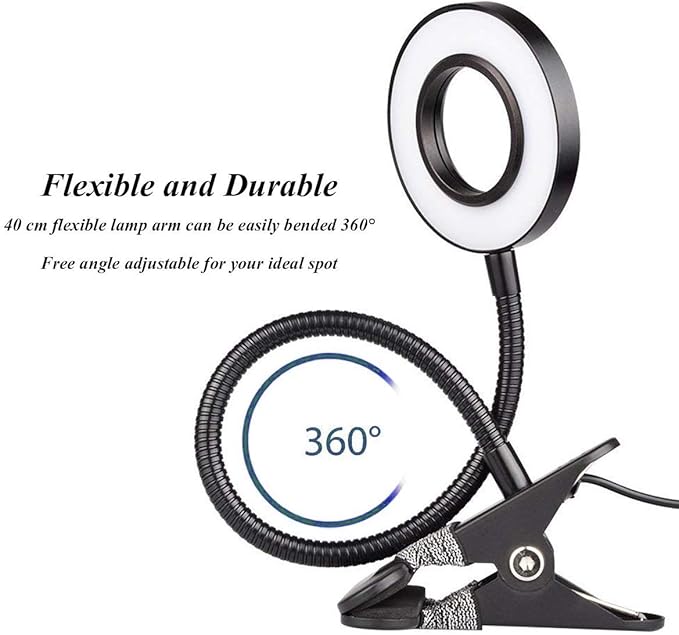 7W Clip on Light, LED Clip On Lamp, USB Reading Book Light, Bed Lamp,Desk lamp, Warm Light and White Light - LeafyLoom
