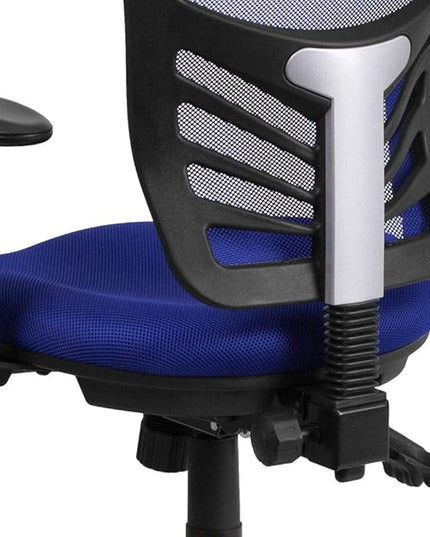 Flash Furniture Nicholas Mid-Back Swivel Office and Gaming Chair, Ergonomic Mesh Office Chair with Adjustable Lumbar Support and Height, Blue - LeafyLoom