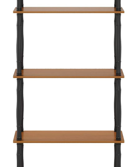 Furinno Turn-N-Tube 5-Tier Multipurpose Shelf / Display Rack / Storage Shelf / Bookshelf, Classic Tubes, Light Cherry/Black - LeafyLoom