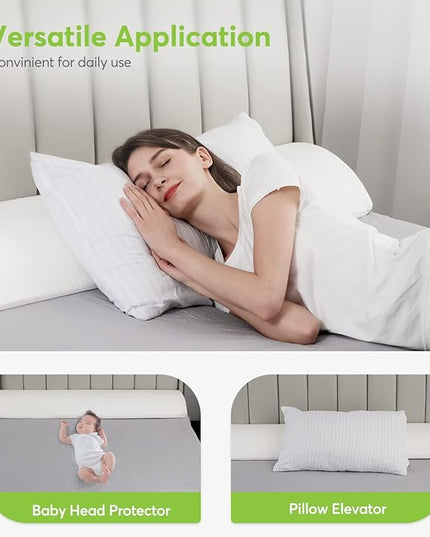 OasisSpace Bed Wedge Pillow for Headboard Gap, Queen Size (60"x10"x6") Mattress Wedge Gap Filler, Memory Foam Triangle Sleepong Pillow with Side Pockets to Fill 0-7" Gap Between Headboard and Mattress - LeafyLoom