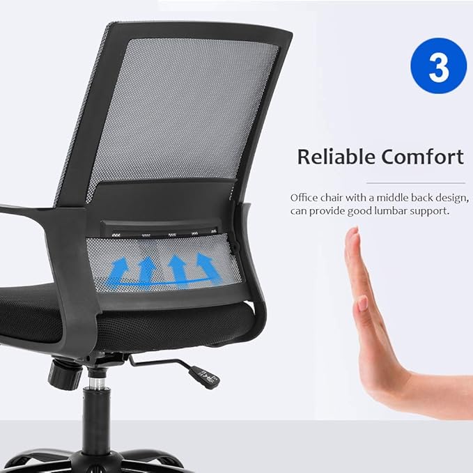 Home Office Chair Ergonomic Desk Chair Swivel Rolling Computer Chair Executive Lumbar Support Task Mesh Chair Adjustable Stool for Women Men,Grey - LeafyLoom