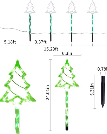 Solar Christmas Pathway Lights Outdoor Decorations, 8 Modes Xmas Tree Candy Lights Waterproof Led Garden Stake Lights for Walkway Yard Lawn Porch Holiday Decor 5-Pack (Green Xmas Tree Lights) BRIGHTDECK