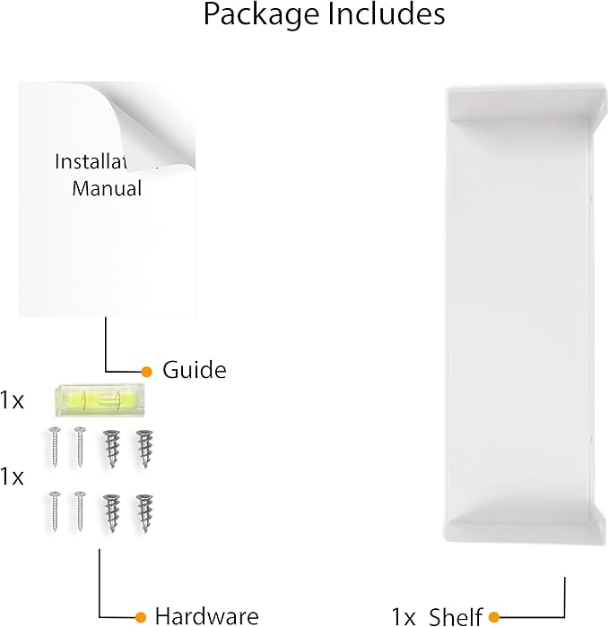 Wallniture Bali Sturdy Metal U Shape Bookshelf - Wall Mountable CD DVD Storage Multi-Purpose Display Rack in White - LeafyLoom