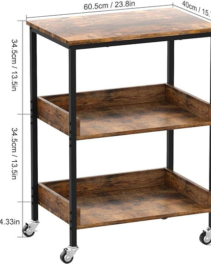 ASTARTH Kitchen Microwave Cart, 3 Tier Rolling Kitchen Utility Cart on Wheels Coffee Cart, Microwave Kitchen Islands Cart with Storage, for Living and Kitchen Room, Coffee Station for Kitchen - LeafyLoom