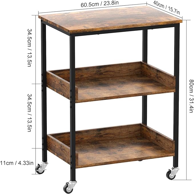 ASTARTH Kitchen Microwave Cart, 3 Tier Rolling Kitchen Utility Cart on Wheels Coffee Cart, Microwave Kitchen Islands Cart with Storage, for Living and Kitchen Room, Coffee Station for Kitchen - LeafyLoom