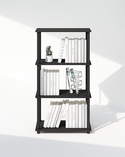 Furinno Turn-N-Tube 4-Tier Multipurpose Shelf Display Rack, Shelving Unit, Bookcase, Americano/Black - LeafyLoom
