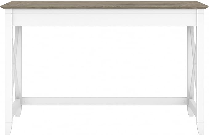 Bush Furniture Key West Writing Table for Home Office | Small Modern Farmhouse Desk, 48W, Pure White and Shiplap Gray - LeafyLoom