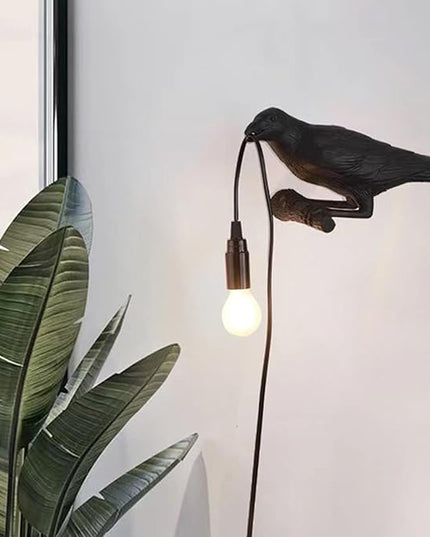 Raven Desk Lamp, Raven Lamp, Bird Lamp, Resin LED Bird Lamp for Bedroom/Office/Living Room/Farmhouse Art Deco with Plug (Right) - LeafyLoom