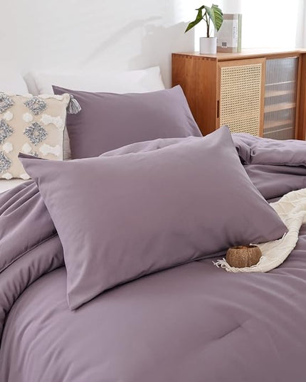 ROSGONIA Dusty Purple Twin Comforter Set for Boys Girls, 1 Boho Comforter & 1 Pillowcase, Lightweight Kids Comforter Sets All Season Dorm Bedding - LeafyLoom