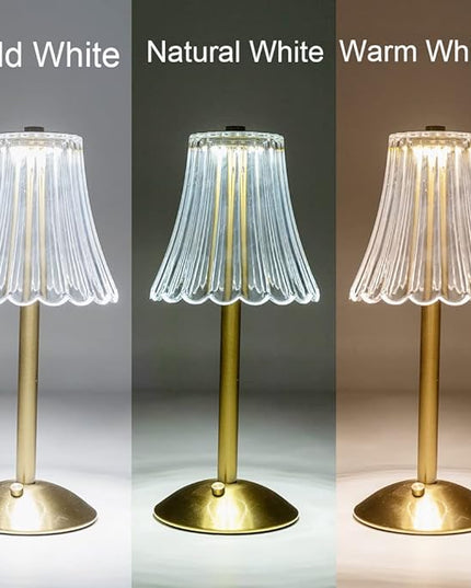 Cordless Table Lamp Crystal Battery Operated Lamp,Night Light for Livingroom, Bedroom,Kidsroom,Outdoor,Restaurant,Nightstand,Rechargeable(Pack2 Gold Flower Lamp) - LeafyLoom