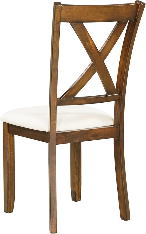 6-Piece Wooden Rectangular Dining Table Set with Bench and 4 Upholstered Chairs for Kitchen Living Room, Farmhouse Rustic Style, Natural Cherry, 60''L x 36''W x 30''H - LeafyLoom