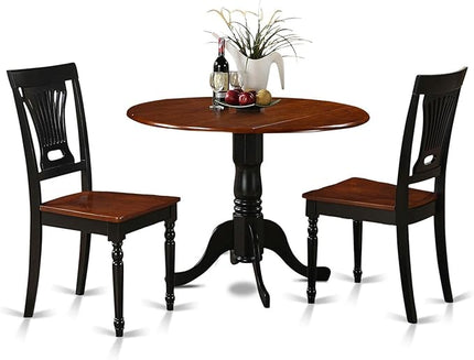 East West Furniture DLPL3-BCH-W Dublin 3 Piece Modern Set Contains a Round Wooden Table with Dropleaf and 2 Dining Room Chairs, 42x42 Inch - LeafyLoom