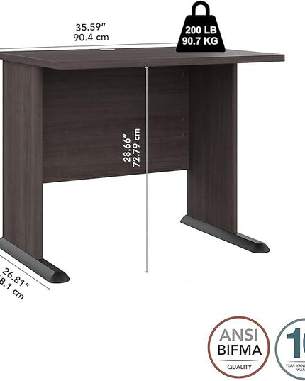 Bush Business Furniture Studio A Small Computer Desk, Commercial-Grade Gaming and Work Table for Home or Professional Office, 36W, Storm Gray - LeafyLoom