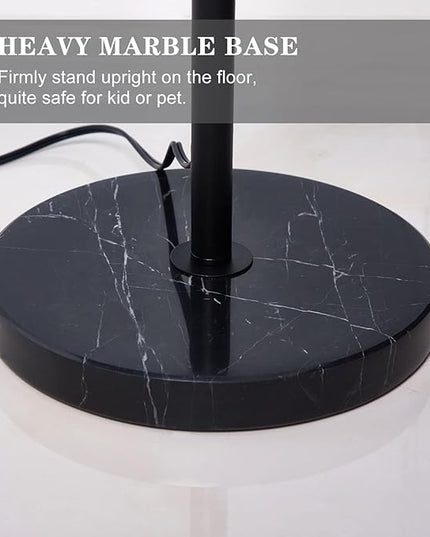 Arc floor lamps for living room, Dimmable Floor Lamp with Adjustable Head, Black Finish Modern Floor Lamp, Over Couch Tall Standing Hanging Light for Reading, Bedroom, Office, 8W LED Bulb Include - LeafyLoom