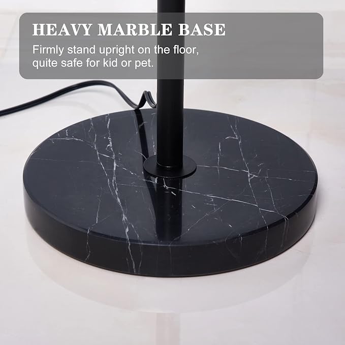 Arc floor lamps for living room, Dimmable Floor Lamp with Adjustable Head, Black Finish Modern Floor Lamp, Over Couch Tall Standing Hanging Light for Reading, Bedroom, Office, 8W LED Bulb Include - LeafyLoom