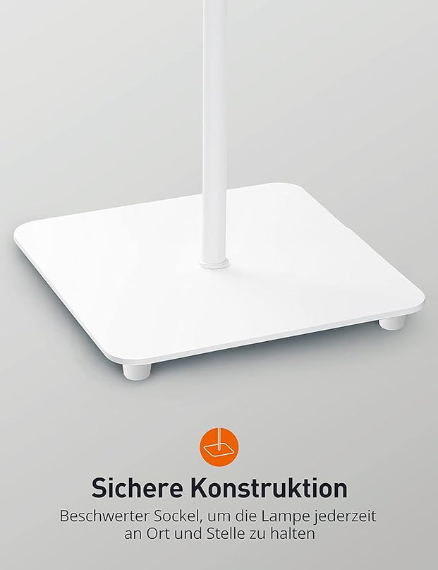 sympa LED Floor Lamp, Super Bright Dimmable LED Lamps for Living Room, Standing Lamp with Adjustable Gooseneck, Touch Control, Stable Base Floor Lamps for Bedroom Office (White) - LeafyLoom