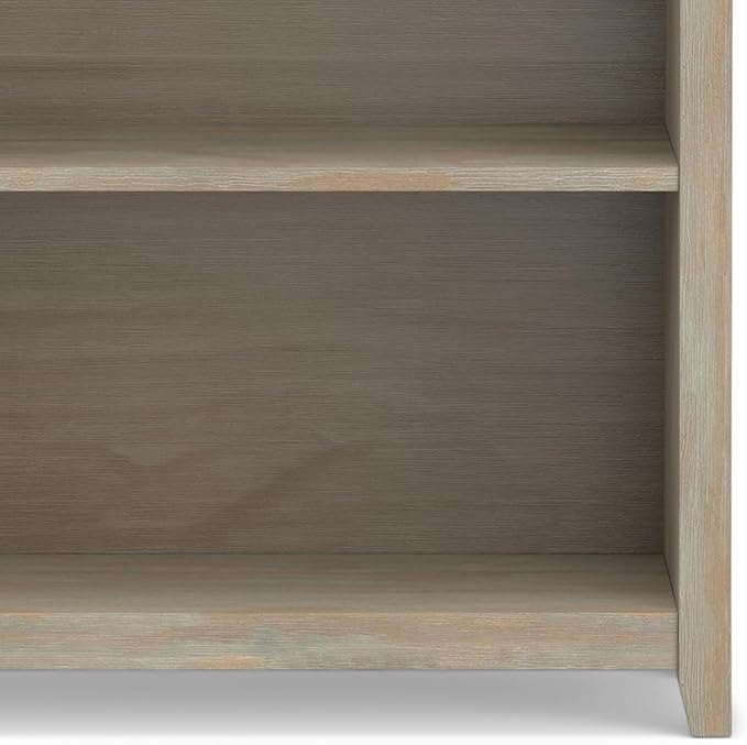 SIMPLIHOME Amherst SOLID WOOD 30 Inch Transitional 5 Shelf Bookcase in Distressed Grey, For the Living Room, Study Room and Office - LeafyLoom