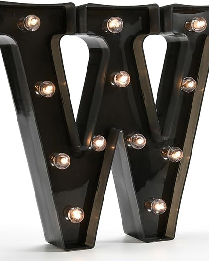 Light Up Black Alphabet Marquee Letters Sign LED Marquee Number Lights Sign for Night Light Home Bar Christmas Lamp Birthday Party Wedding Decoration W - LeafyLoom