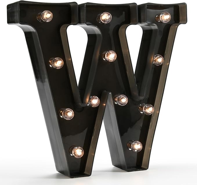Light Up Black Alphabet Marquee Letters Sign LED Marquee Number Lights Sign for Night Light Home Bar Christmas Lamp Birthday Party Wedding Decoration W - LeafyLoom