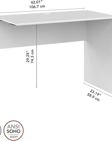 Bush Furniture Cabot 42W Shell Desk Return, 48W x 24D, White - LeafyLoom