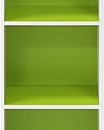 Furinno Pasir 3-Tier Open Shelf Bookcase, White/Green 11003WH/GR - LeafyLoom