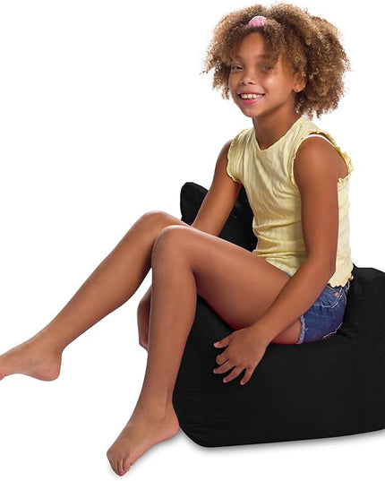 Posh Creations Structured Comfy Bean Bag Chair for Gaming, Reading, and Watching TV, Pasadena Chair, Microsuede - Black - LeafyLoom