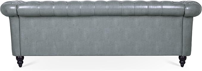 3-Seaters Living Room Clasic Chesterfield Sofa Couch Button Tufted PU Leather Upholstered Sofa&Couch with Luxury Roller Armrest Soild Wood Legs Movable Cushions & Nailhead Decor - LeafyLoom