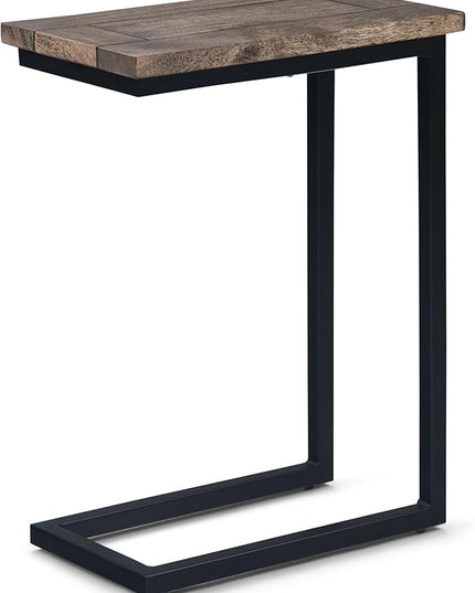 SIMPLIHOME Skyler Solid Mango Wood and Metal 18 inch wide Rectangle End Table C Side Table in Beach Brown, Fully Assembled, for the Living Room and Bedroom - LeafyLoom