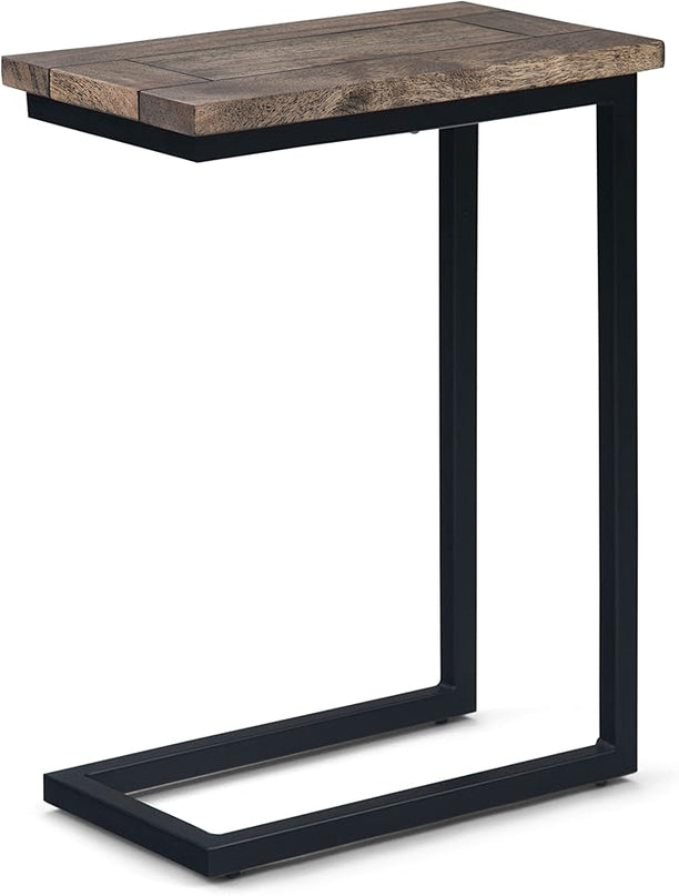 SIMPLIHOME Skyler Solid Mango Wood and Metal 18 inch wide Rectangle End Table C Side Table in Beach Brown, Fully Assembled, for the Living Room and Bedroom - LeafyLoom